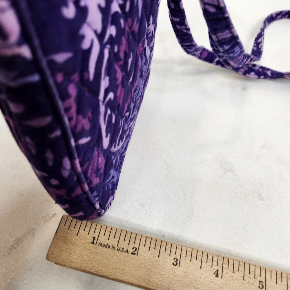 VERA BRADLEY Crossbody Bag Womens Small Purple Floral Cotton Quilted Purse